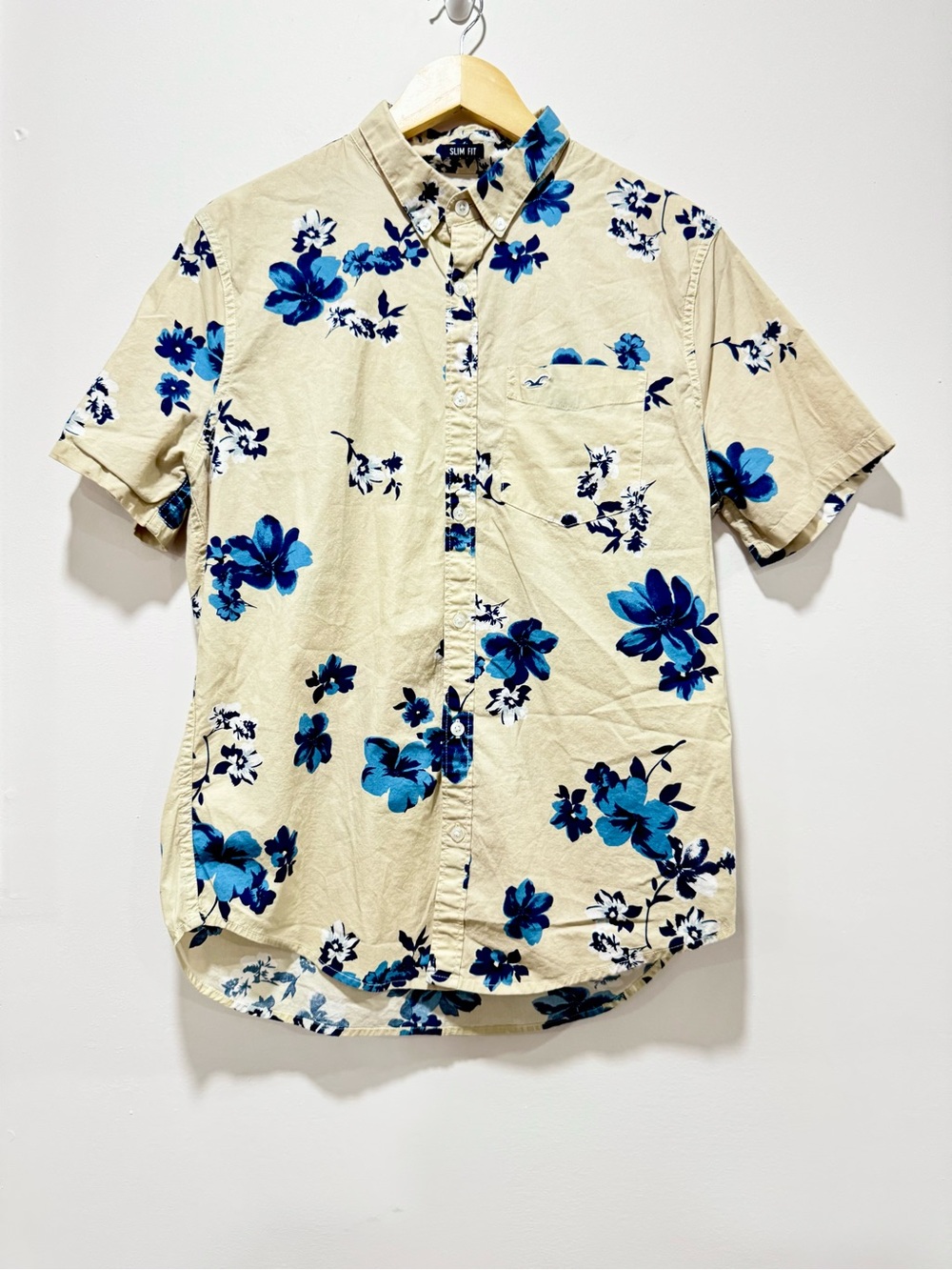 Hollister Epic Flex Stretch Floral Button Down Shirt Size M Slim Fit